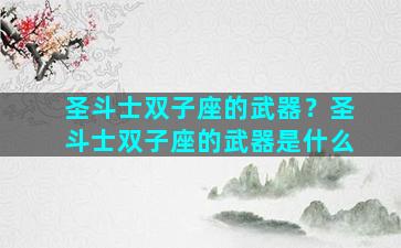 圣斗士双子座的武器？圣斗士双子座的武器是什么