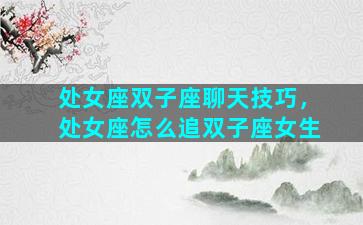 处女座双子座聊天技巧，处女座怎么追双子座女生