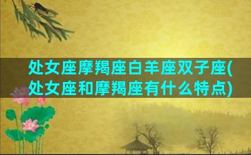 处女座摩羯座白羊座双子座(处女座和摩羯座有什么特点)