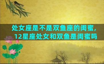 处女座是不是双鱼座的闺蜜,12星座处女和双鱼是闺蜜吗