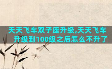 天天飞车双子座升级,天天飞车升级到100级之后怎么不升了
