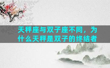 天秤座与双子座不同，为什么天秤是双子的终结者