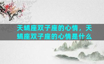 天蝎座双子座的心情，天蝎座双子座的心情是什么