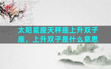太阳星座天秤座上升双子座，上升双子是什么意思
