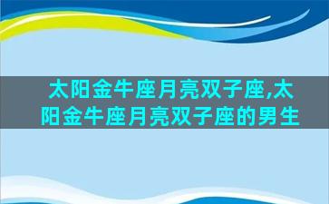 太阳金牛座月亮双子座,太阳金牛座月亮双子座的男生