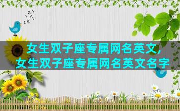 女生双子座专属网名英文,女生双子座专属网名英文名字