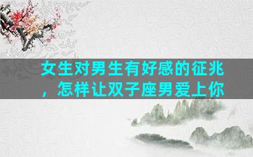 女生对男生有好感的征兆，怎样让双子座男爱上你