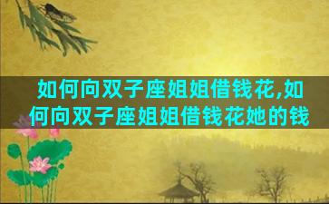 如何向双子座姐姐借钱花,如何向双子座姐姐借钱花她的钱