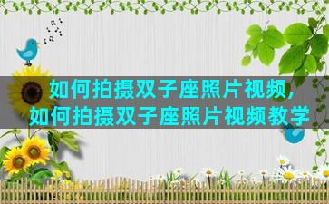 如何拍摄双子座照片视频,如何拍摄双子座照片视频教学