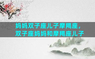 妈妈双子座儿子摩羯座，双子座妈妈和摩羯座儿子