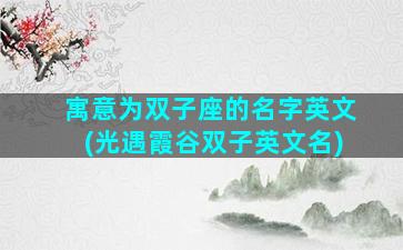 寓意为双子座的名字英文(光遇霞谷双子英文名)