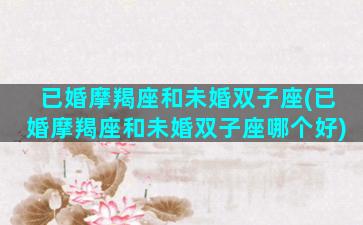 已婚摩羯座和未婚双子座(已婚摩羯座和未婚双子座哪个好)