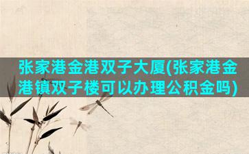 张家港金港双子大厦(张家港金港镇双子楼可以办理公积金吗)