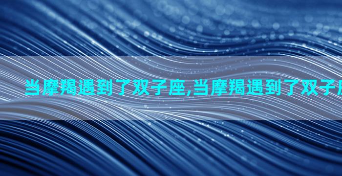 当摩羯遇到了双子座,当摩羯遇到了双子座会怎么样