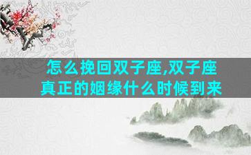 怎么挽回双子座,双子座真正的姻缘什么时候到来