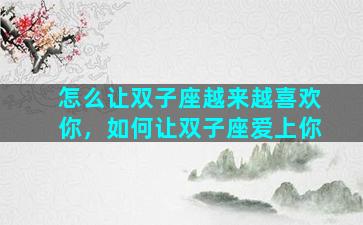 怎么让双子座越来越喜欢你，如何让双子座爱上你
