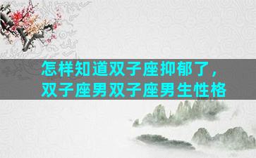 怎样知道双子座抑郁了，双子座男双子座男生性格