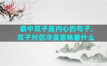 戳中双子座内心的句子,双子对你冷漠意味着什么