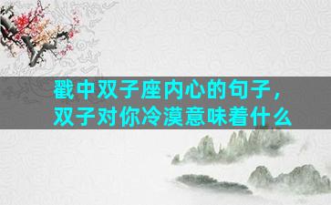 戳中双子座内心的句子，双子对你冷漠意味着什么