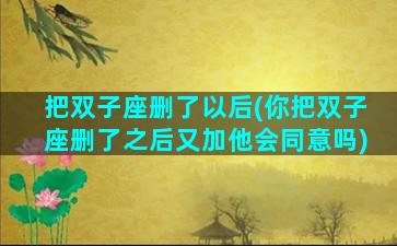 把双子座删了以后(你把双子座删了之后又加他会同意吗)
