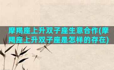 摩羯座上升双子座生意合作(摩羯座上升双子座是怎样的存在)