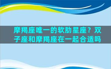摩羯座唯一的软肋星座？双子座和摩羯座在一起合适吗