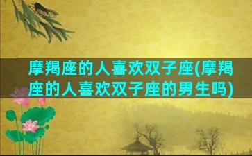 摩羯座的人喜欢双子座(摩羯座的人喜欢双子座的男生吗)