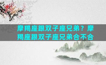 摩羯座跟双子座兄弟？摩羯座跟双子座兄弟合不合