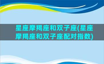 星座摩羯座和双子座(星座摩羯座和双子座配对指数)