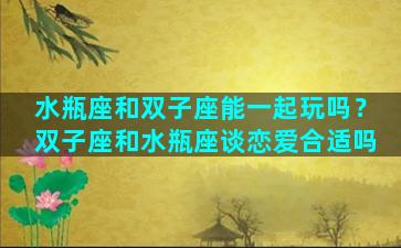 水瓶座和双子座能一起玩吗？双子座和水瓶座谈恋爱合适吗