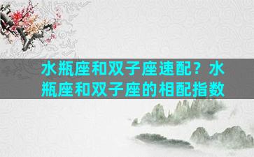 水瓶座和双子座速配？水瓶座和双子座的相配指数