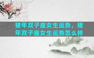 猪年双子座女生运势，猪年双子座女生运势怎么样