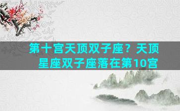 第十宫天顶双子座？天顶星座双子座落在第10宫