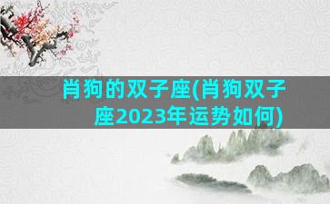 肖狗的双子座(肖狗双子座2023年运势如何)