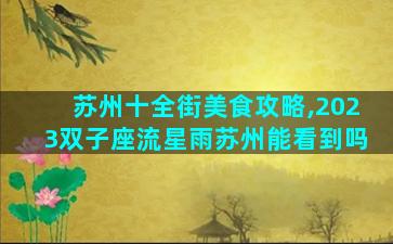 苏州十全街美食攻略,2023双子座流星雨苏州能看到吗