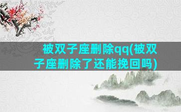 被双子座删除qq(被双子座删除了还能挽回吗)