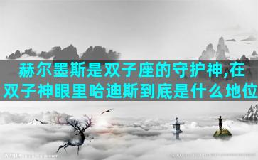 赫尔墨斯是双子座的守护神,在双子神眼里哈迪斯到底是什么地位