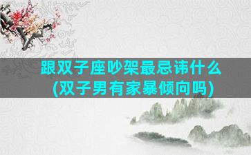 跟双子座吵架最忌讳什么(双子男有家暴倾向吗)