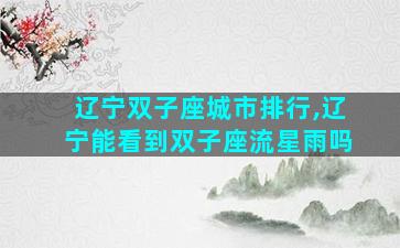 辽宁双子座城市排行,辽宁能看到双子座流星雨吗