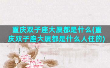 重庆双子座大厦都是什么(重庆双子座大厦都是什么人住的)